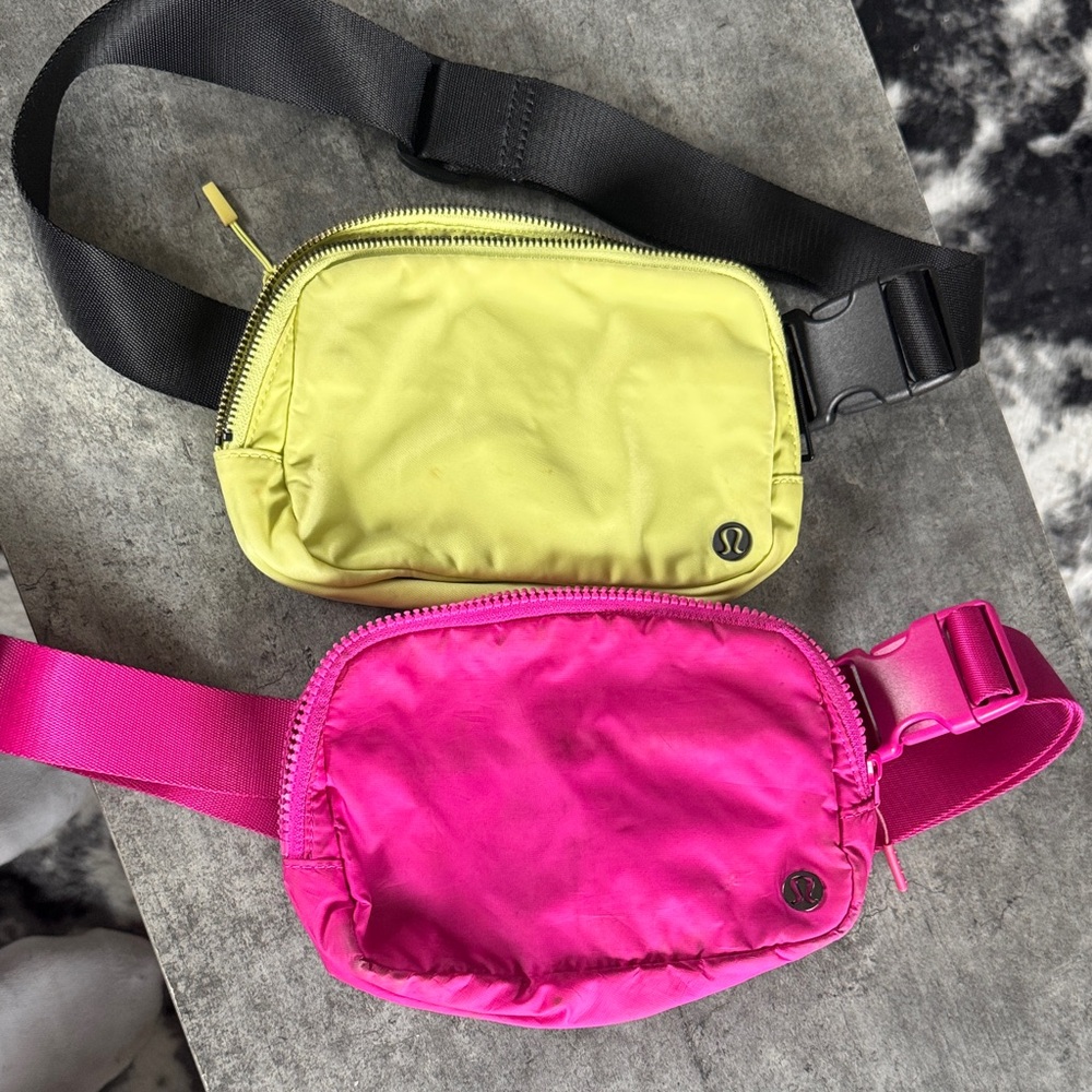Lululemon Athletica Lime and Fuchsia Belt Bags